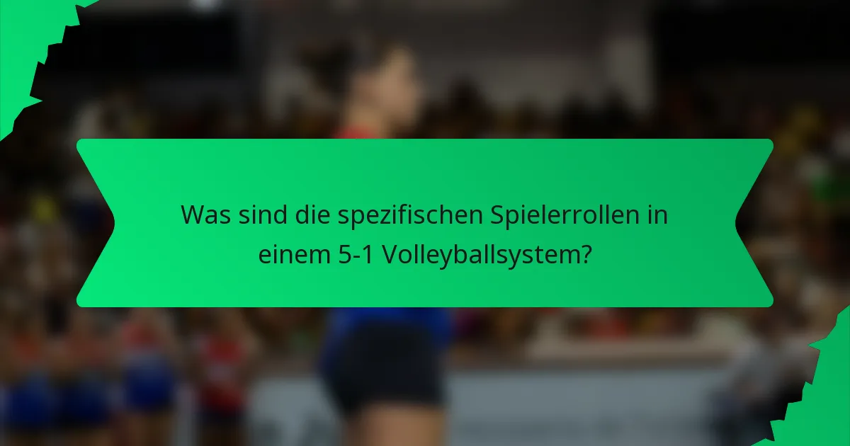 Was sind die spezifischen Spielerrollen in einem 5-1 Volleyballsystem?