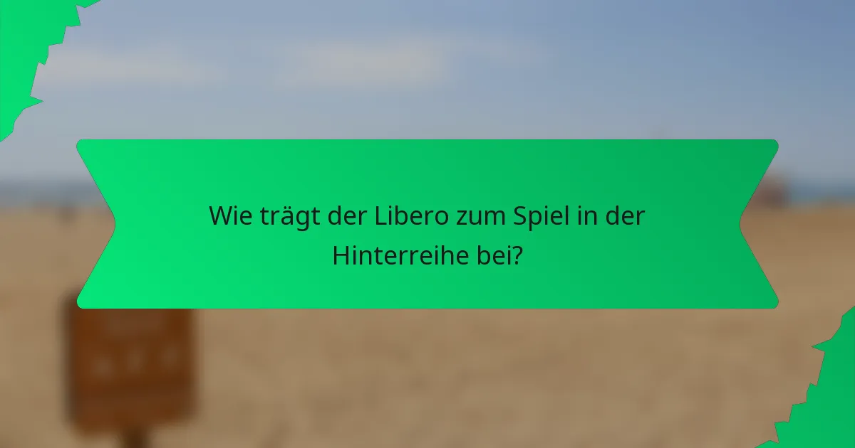 Wie trägt der Libero zum Spiel in der Hinterreihe bei?